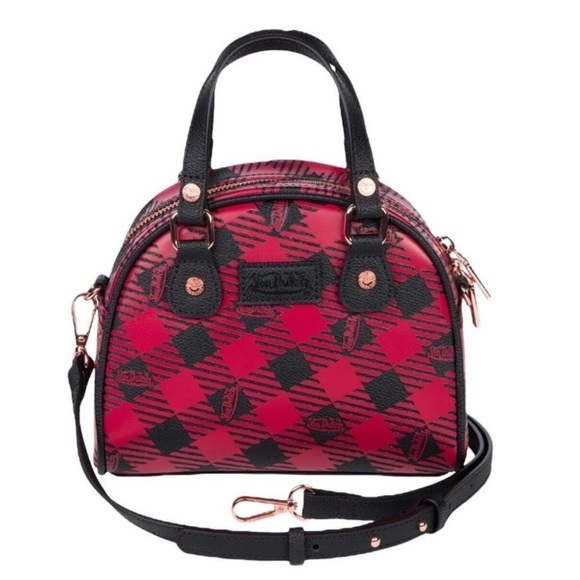 NWOT Von Dutch Red Plaid Crossbody Bag - Picture 6 of 12